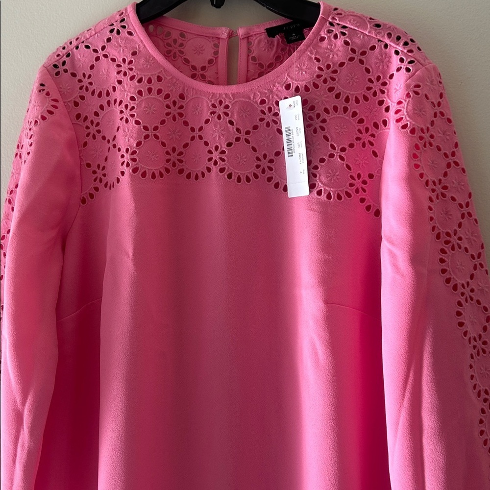 J . Crew Pink Long Sleeve Dress with Lace Detail - Picture 10 of 15